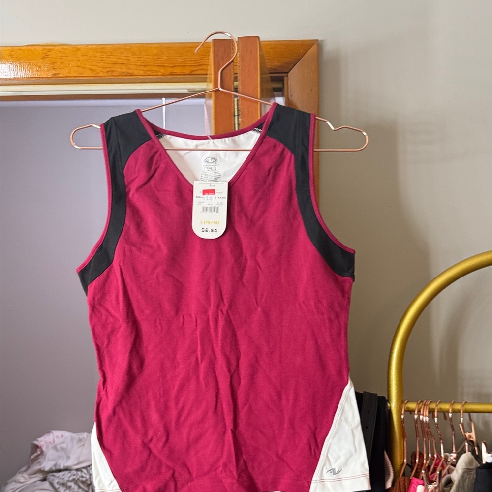 Women's Sleeveless Top - Burgundy and Black